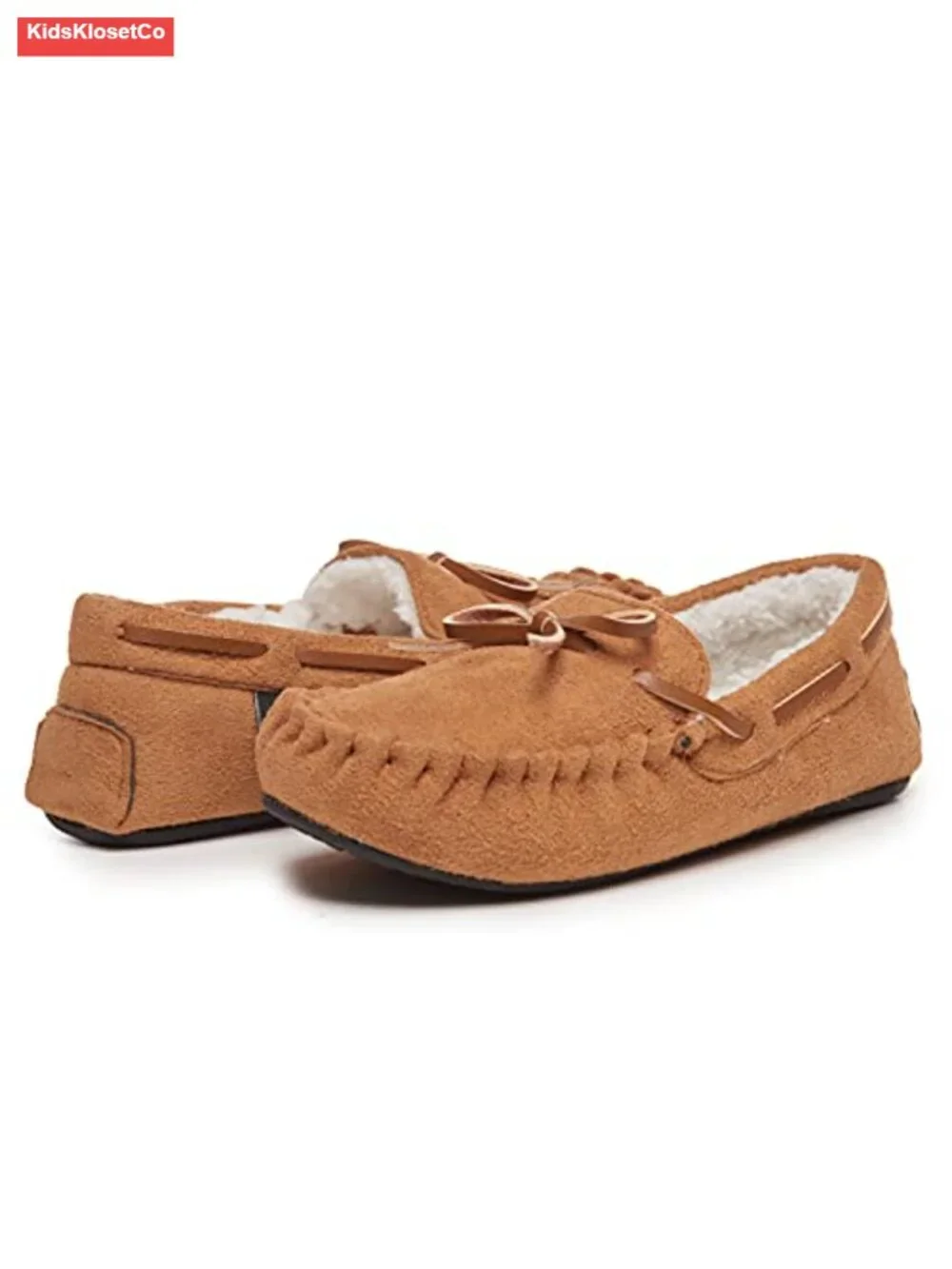 Boys Sherpa Lined Mocc Non-Slip Microsuede House Shoes